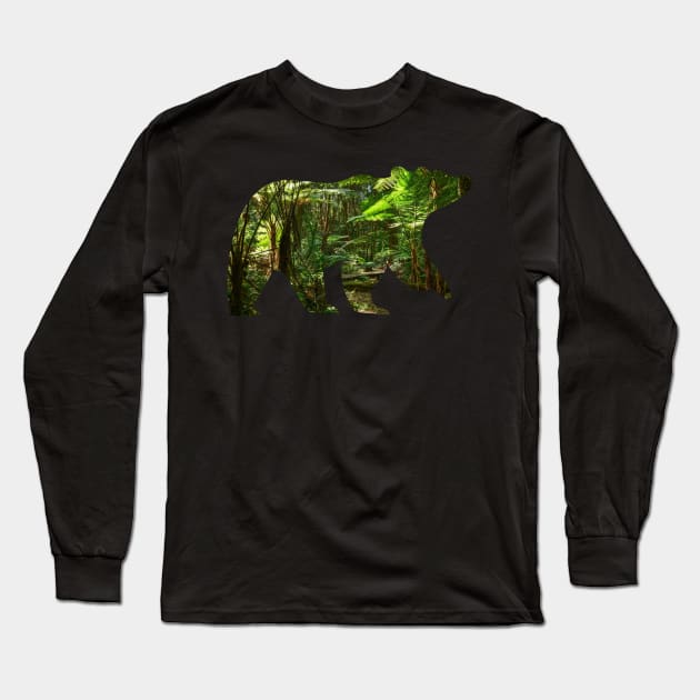 Forest bear silhouette Long Sleeve T-Shirt by LukjanovArt